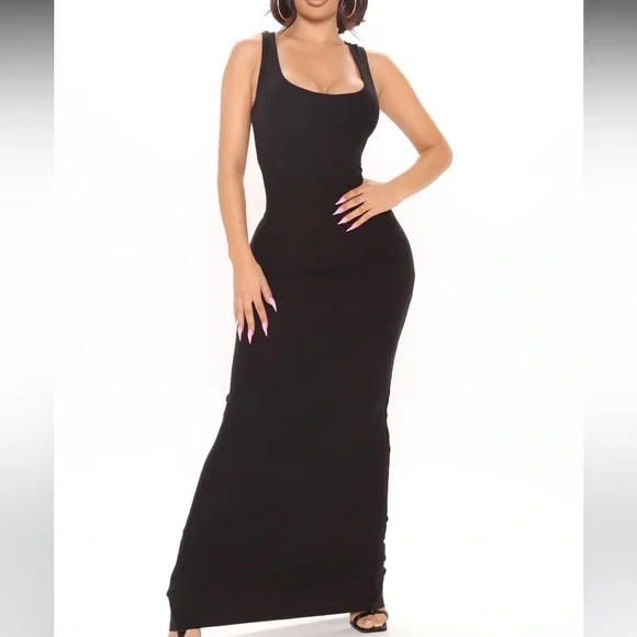 Fashion Nova, black maxi tank top dress, size small Fashion Nova, black maxi tank top dress, size small